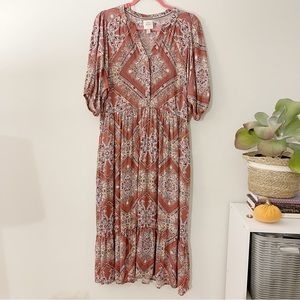 Knox Rose Floral Boho Maxi Dress Size Large